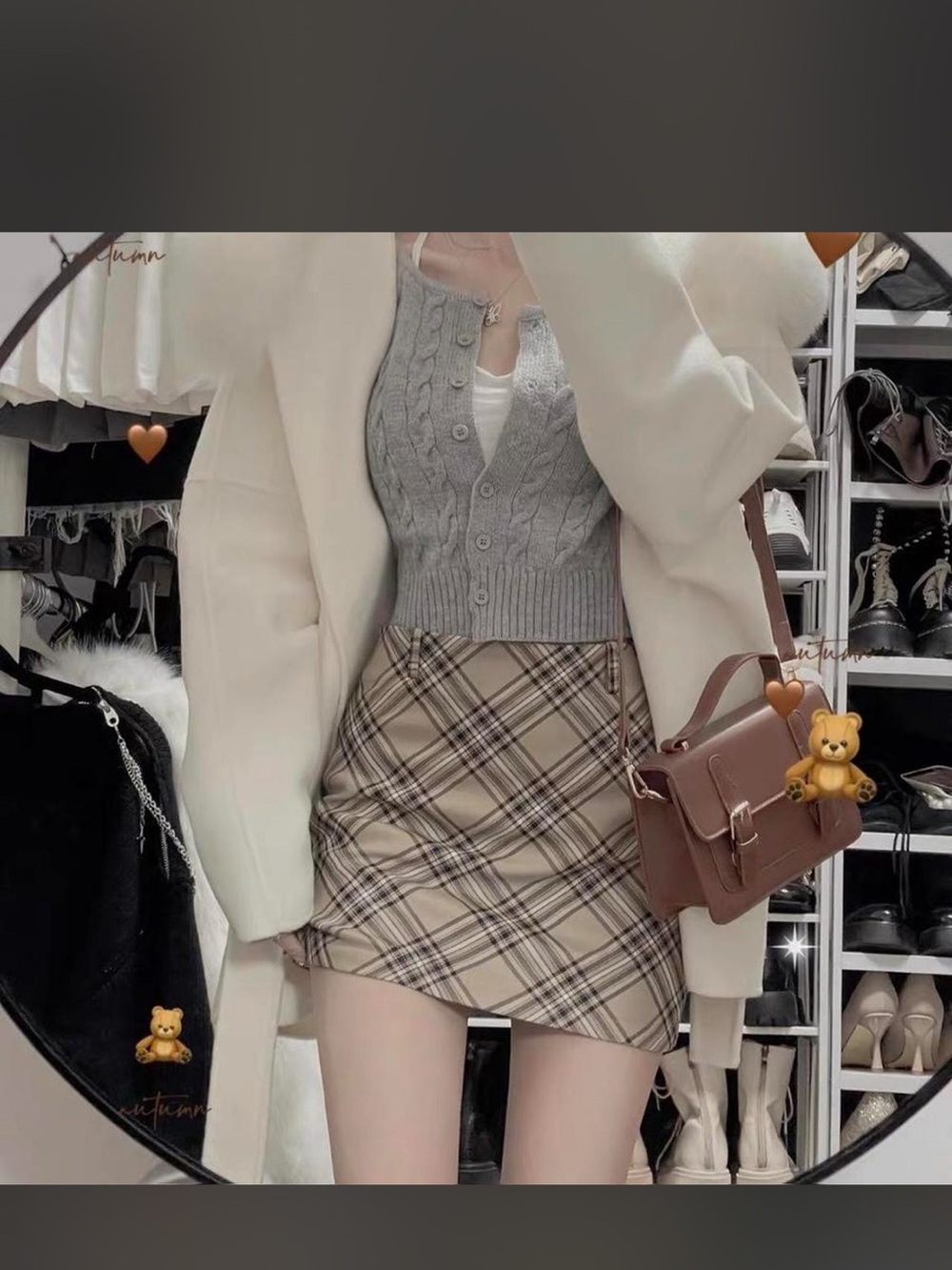 Vintage White Faux Fur Trim Coat
